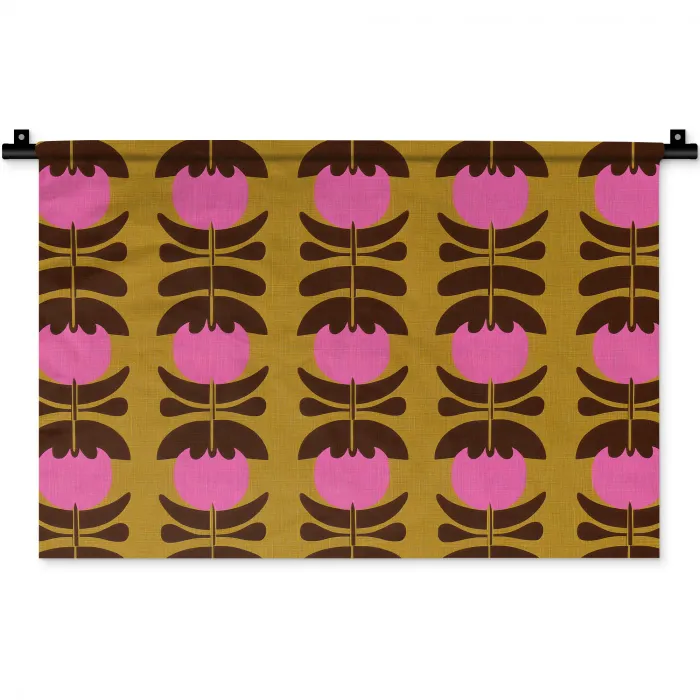 Abstract - Bloemen - Roze Wandkleed katoen klein 269 -zz3d