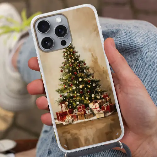 Kerstboom - Versierd - Kleurrijk Hoesje iPhone 16 Pro Max met koord klein -sfeer3