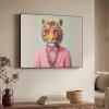 Tijger - Strik - Jasje - Roze Textielframe zwart klein -sfeer3