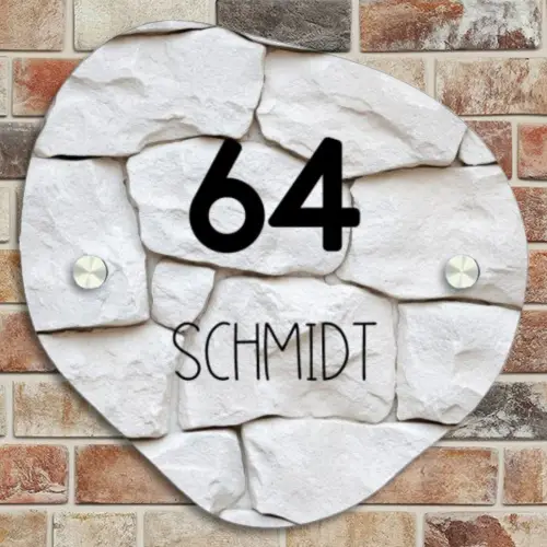 Witte - Natuurstenen - Modern Naambord Organisch middel -sfeer10