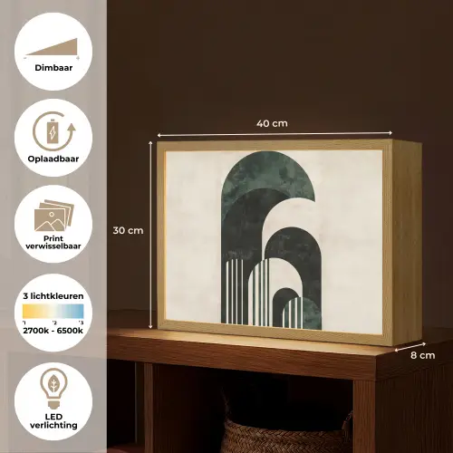 Bogen - Donkergroen - Lijnen Light Box met batterij (Wandlamp) middel -USP_websiteoverzichtNL