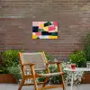 Abstract - Roze - Lappen - Vormen - Geel Tuinposter op houten frame 2 cm dik klein -sfeer3