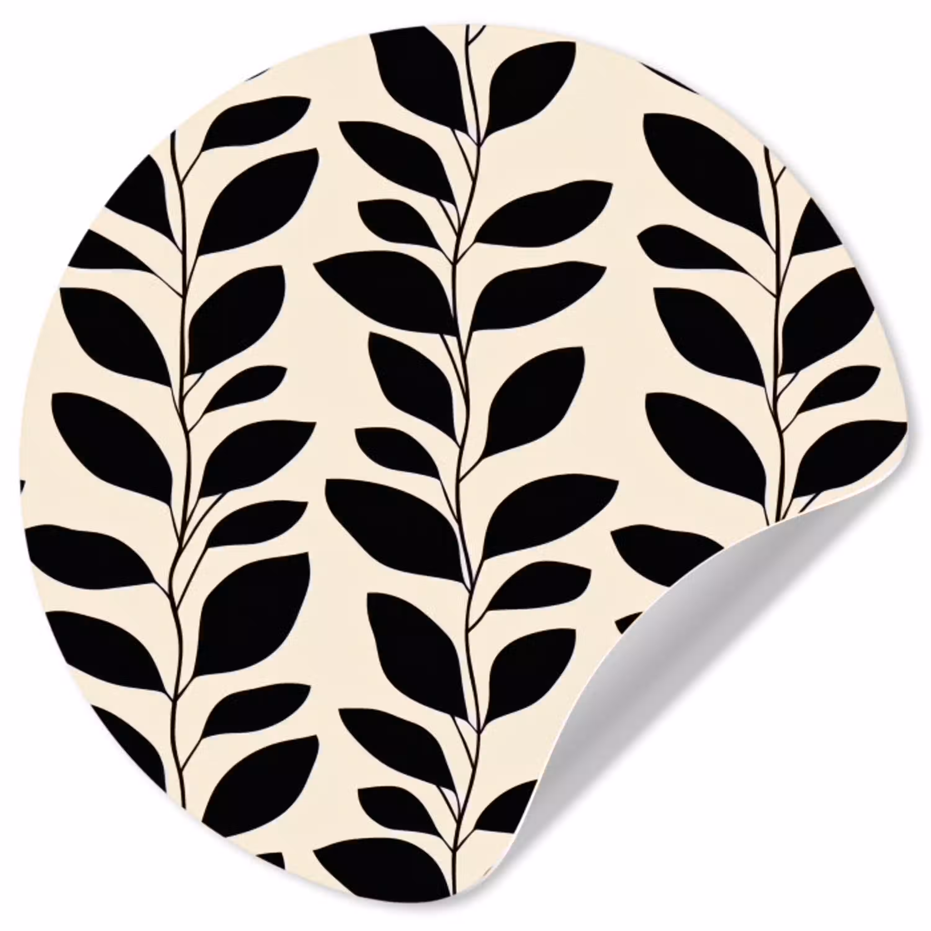 Botanisch - Dessin - Zwart - Beige Wandcirkel behangsticker klein 186 -3d