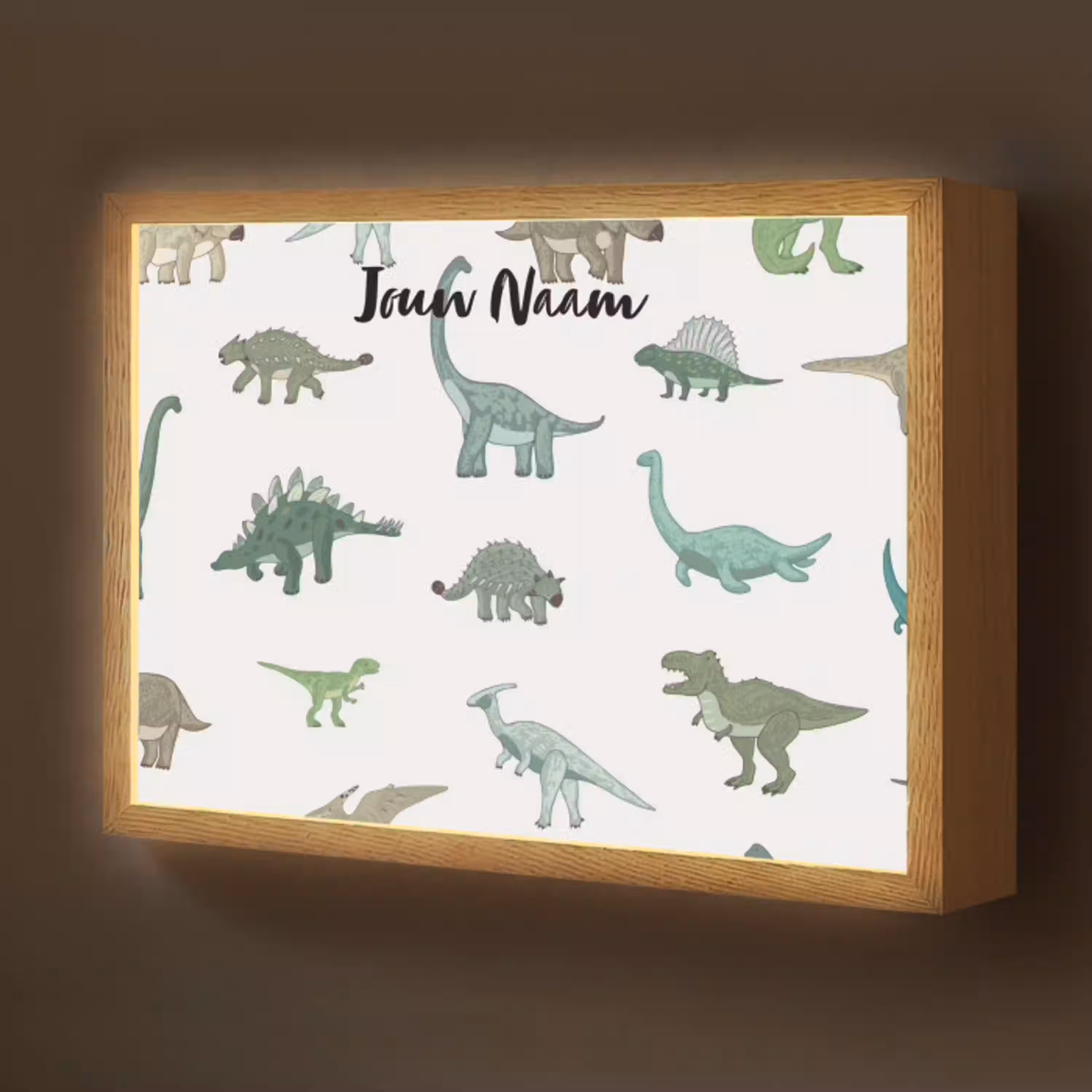 Dino - Groen - Jongens - Dinosaurus - Blauw Light Box met batterij (Wandlamp kind) middel -z3d_website