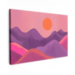 Zon - Heuvels - Paars - Abstract Tuinposter op houten frame 2 cm dik klein -3d