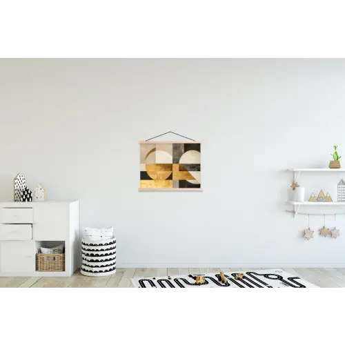 Abstract - Goud - Grijs - Vormen - Geometrisch textielposter latten blank klein -kinderkamer