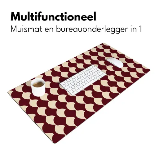 Rood - Tegelpatroon - Crème Muismat XXL klein 681 -sfeer4