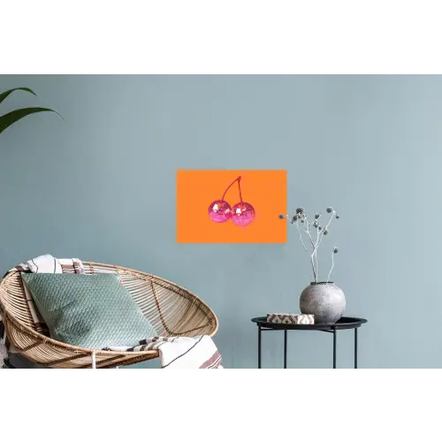 Discoballen - Kers - Spiegels - Roze Muursticker klein -plant