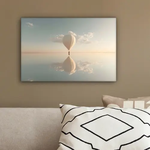 Luchtballon - Wolken - Water - Blauw canvas 2cm klein -sfeer3