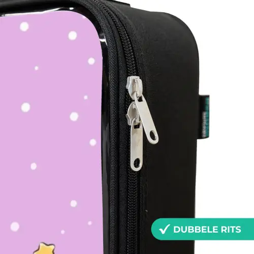 Prinses en een eenhoorn bij een regenboog paars Kinderkoffer - Zwart klein -rits_NL