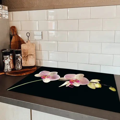 Getekende Schoonheid van Orchideeën Inductie beschermer vinyl 3mm klein -sfeer3
