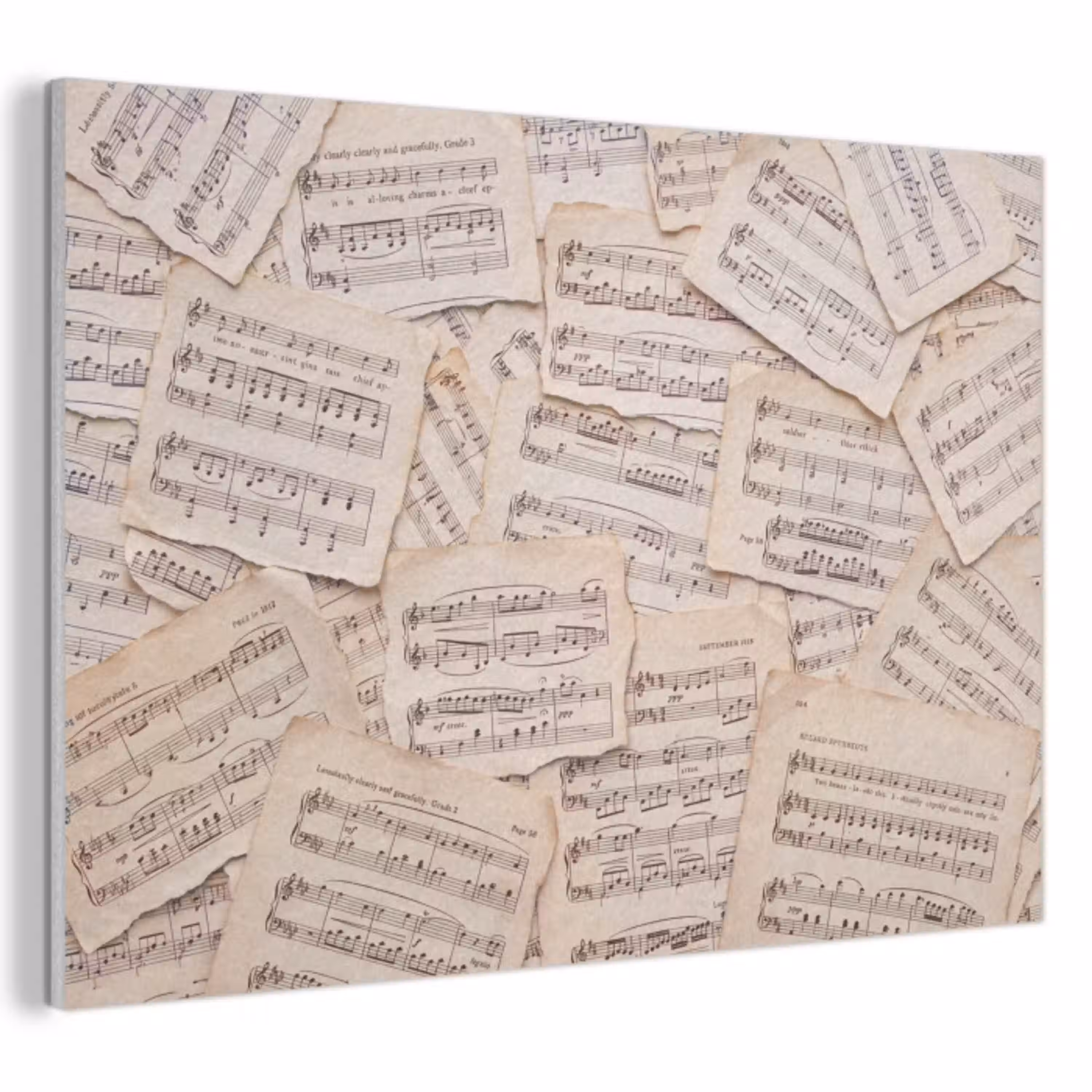 Bladmuziek - Oud - Noten - Vintage - Beige PET vilt klein -3d
