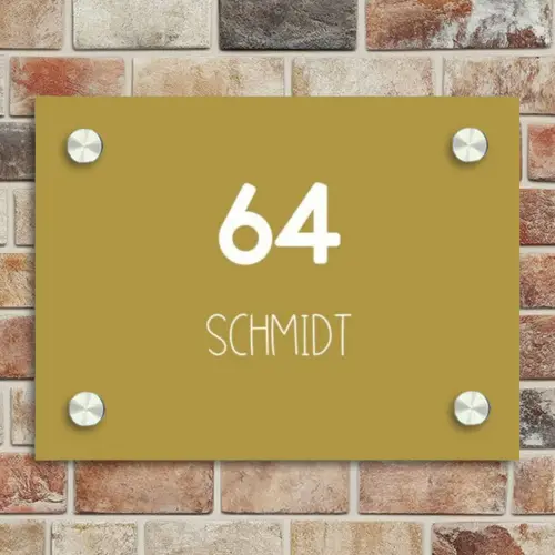 Okergeel - Modern Naambord Rechthoek middel -sfeer3
