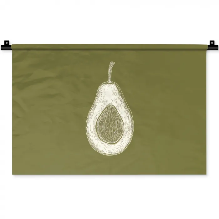 Avocado - Minimalistisch - Illustratie - Groen Wandkleed katoen klein -zz3d