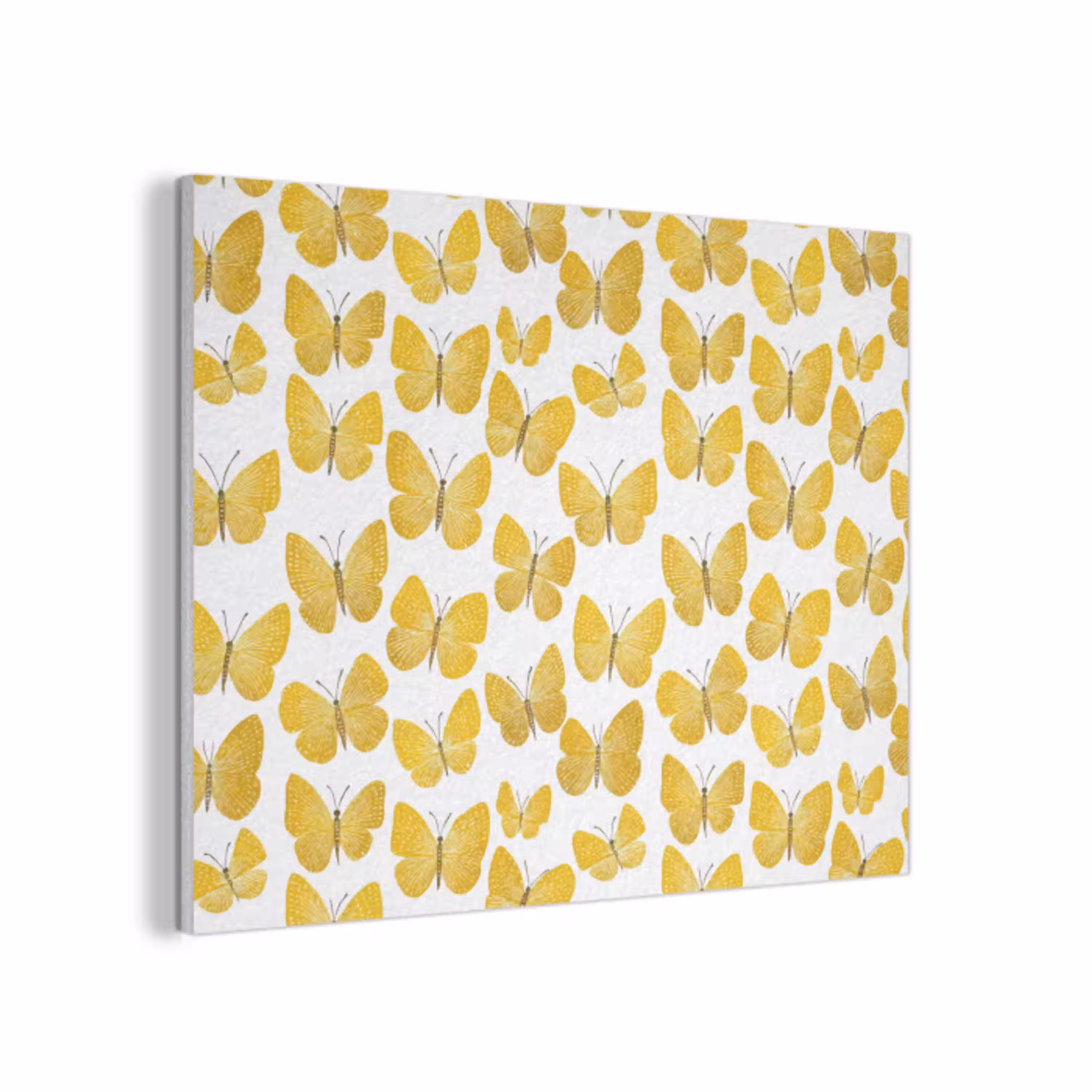 Vlinders - Botanisch - Illustratie - Geel - Wit PET vilt klein 837 -3d