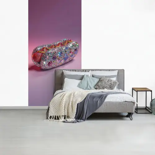 Hotdog - Steentjes - Glitters - Paars fotobehang vinyl groot -slaapkamer