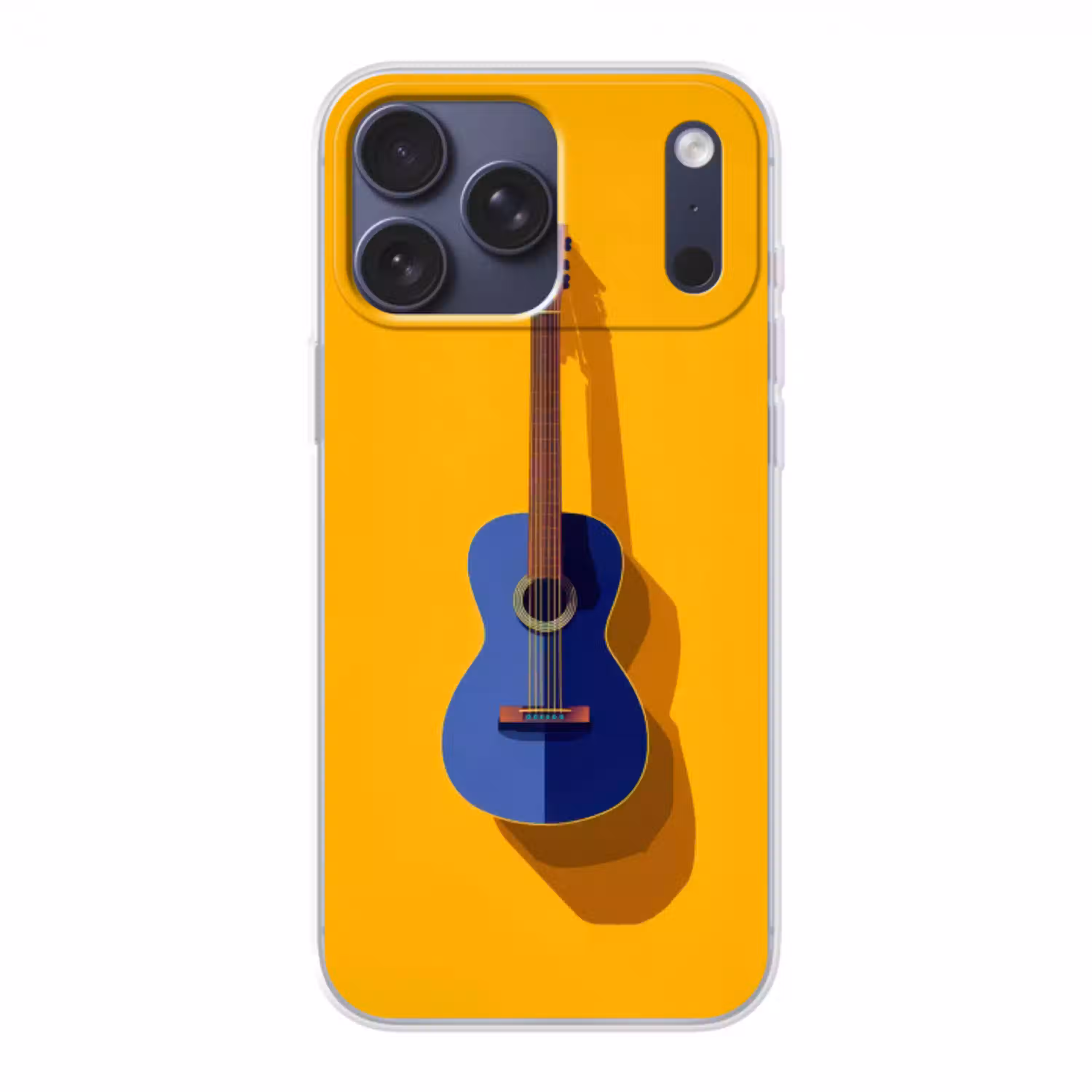 Gitaar - Akoestisch - Minimalistisch - Geel Telefoonhoesje iPhone 17 Pro Max klein -3d