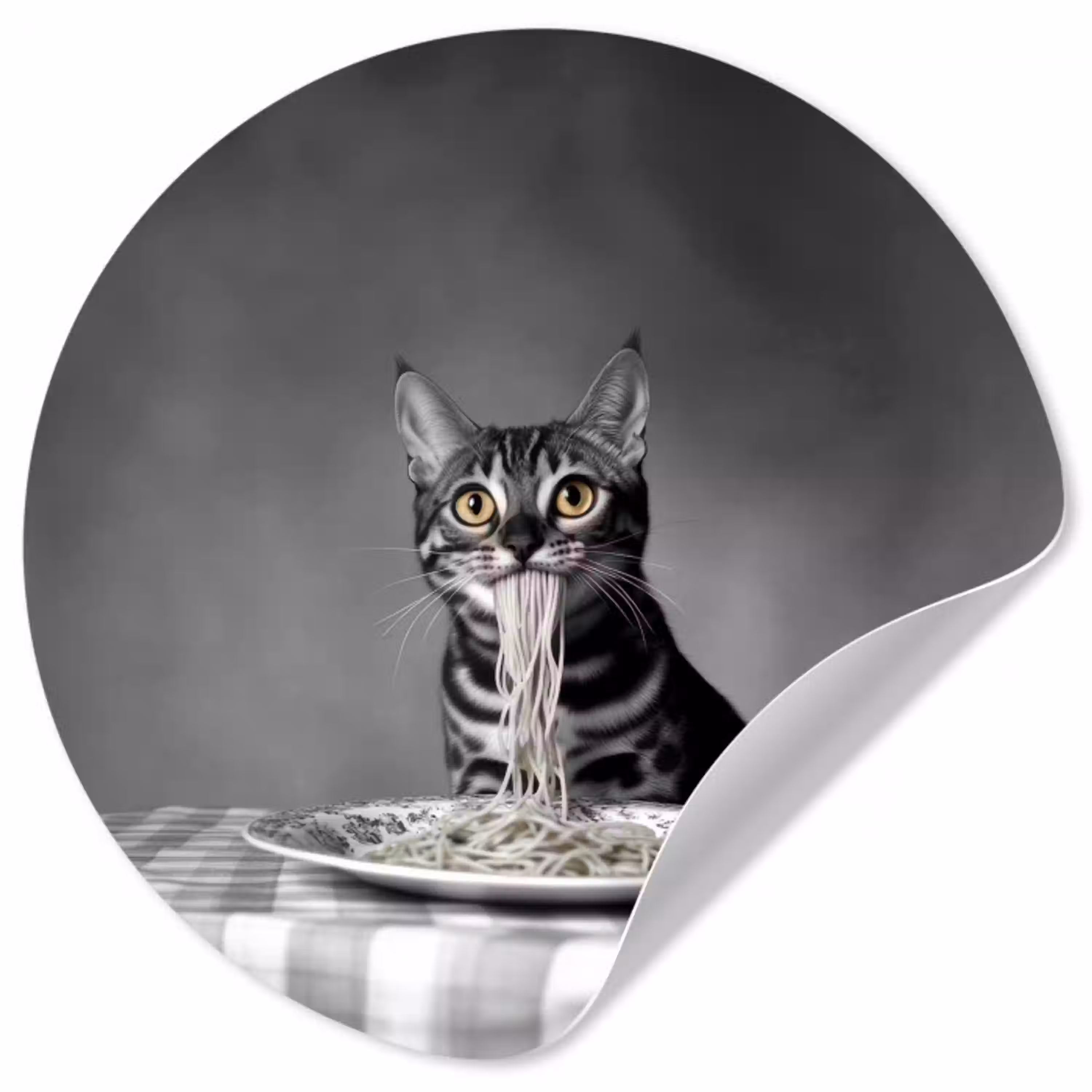 Bengaal - Kat - Tafelkleed - Zwart - Wit - Dier Wandcirkel behangsticker klein -3d