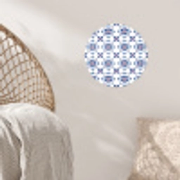 Modern - Patroon - Blauw - Roze Wandcirkel behangsticker klein 186 -sfeer4