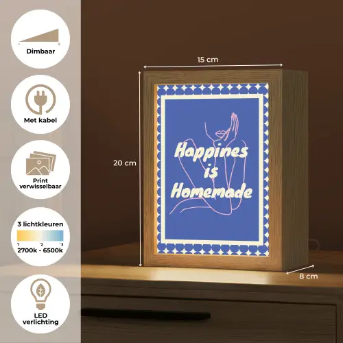 Lijntekening - Vrouw - Quote - Blauw Light Box met kabel (Wandlamp) klein -USP_websiteoverzichtNL