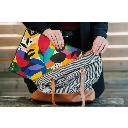 Vormen - Stippen - Kleurrijk laptophoes neopreen klein -tas