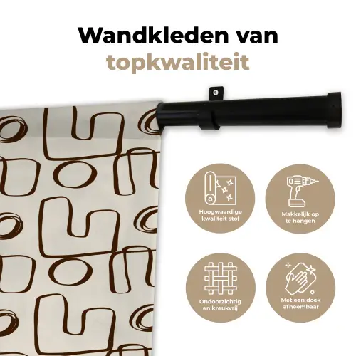 Lijnen - Beige - Patroon - Donkerbruin Wandkleed katoen klein 269 -sfeer2