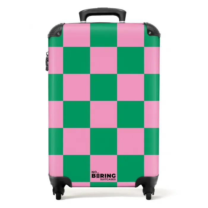 Squares - Groen/roze NBS - Handbagage koffer - Kinderen Unisex middel -productfoto_recht