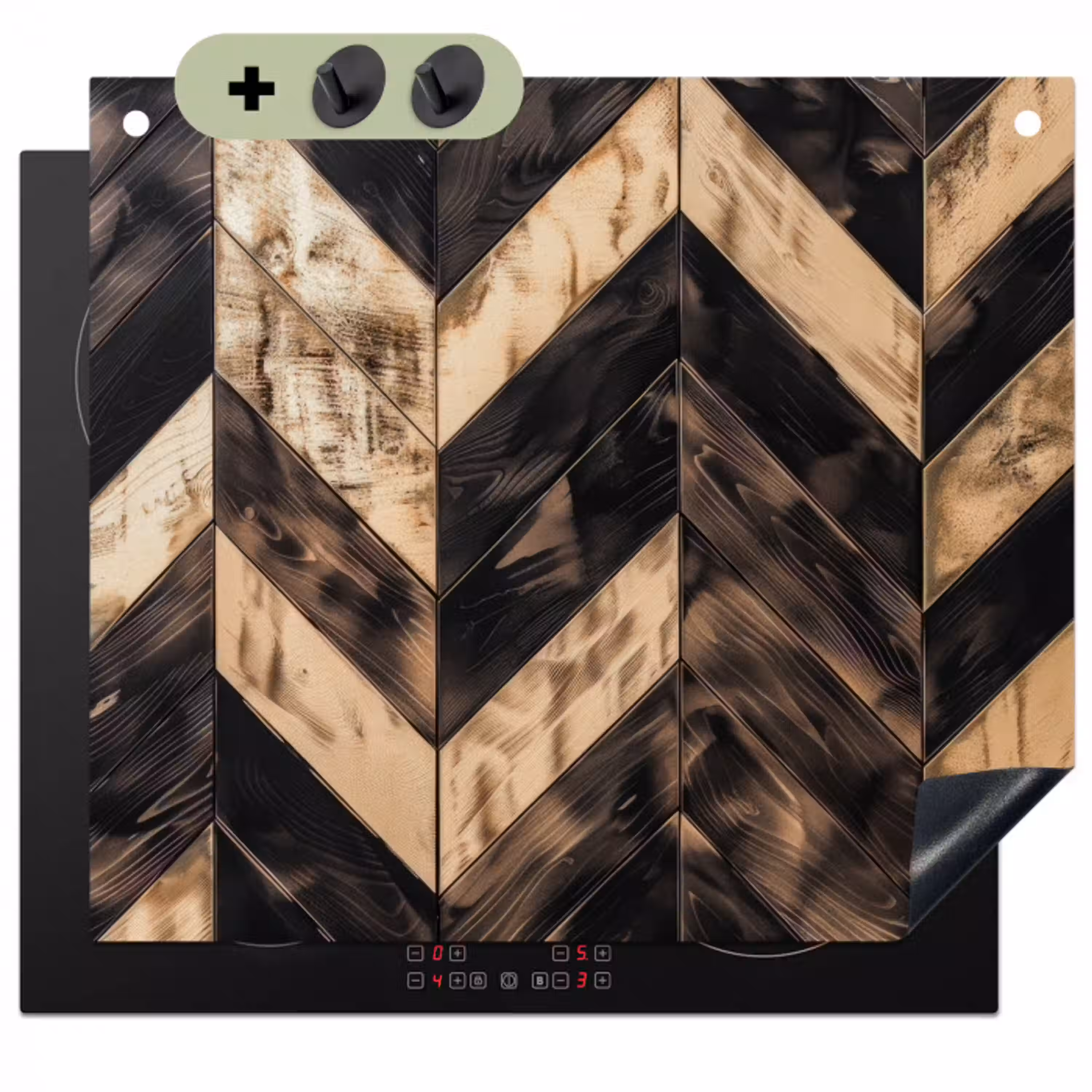Geometrisch Houtmozaïek Inductie beschemer met haakjes klein -3d
