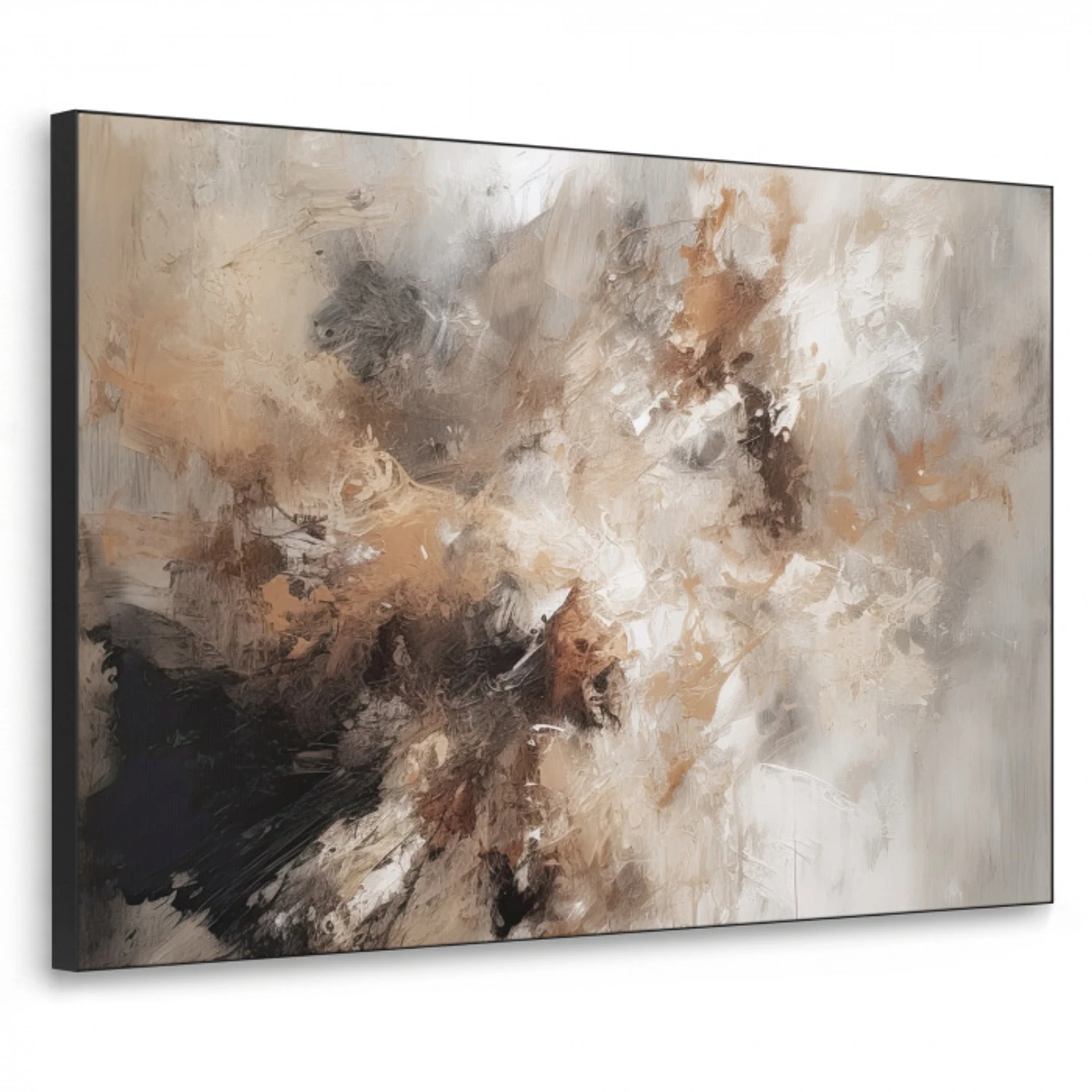 Verf - Abstract - Beige - Kunst Textielframe - compleet frame klein -3d