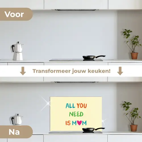 Hartje -  Moeder - Tekst - Kleurrijk keuken achterwand spatscherm klein -voor_na_NL