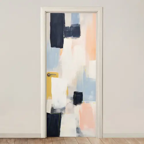 Kunst - Wit - Abstract - Modern deurposter klein -3d_beige