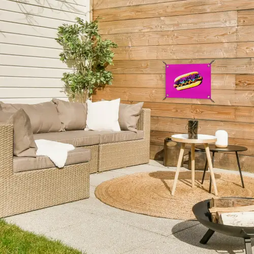 Hotdog - Roze - Retro tuinposter los doek klein -sfeer4