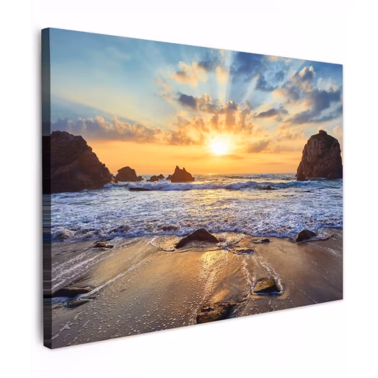Canvas schilderij - Strand - Zonsondergang - Natuur - Zee - Landschap