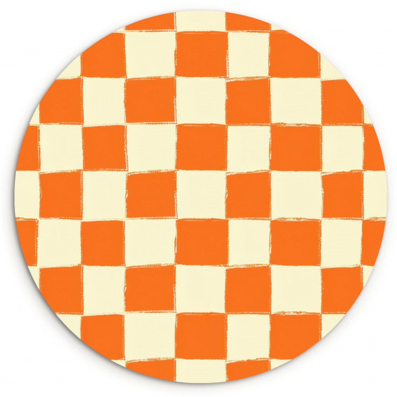 Schaak - Patroon - Oranje Wandcirkel kunststof plaat 5mm dik klein 188 -3d