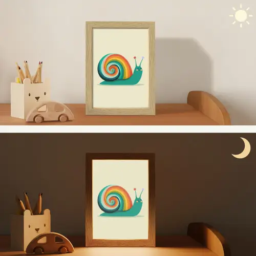 Slak - Regenboogschild - Groen Light Box met kabel klein -sfeer3_kind