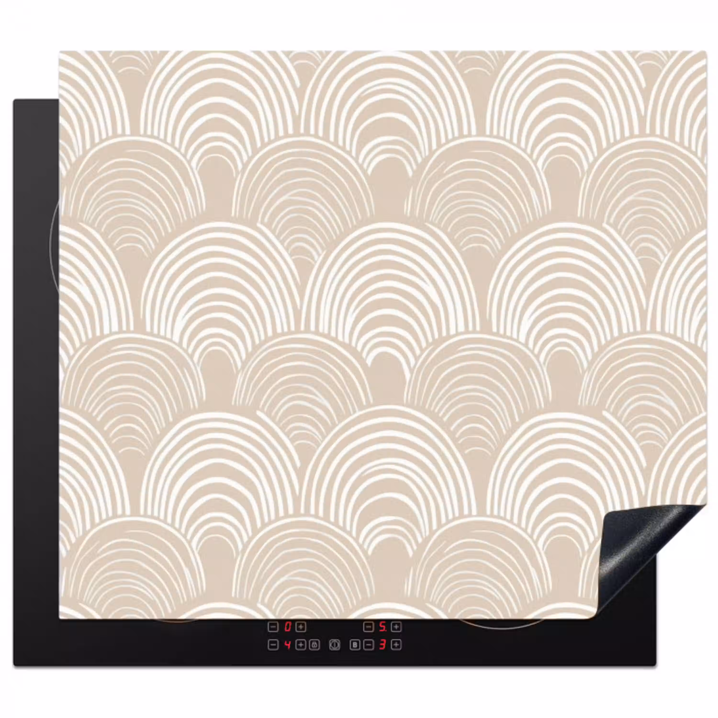 Golven - Structuur - Beige Inductie beschermer vinyl 3mm middel 274 -3d