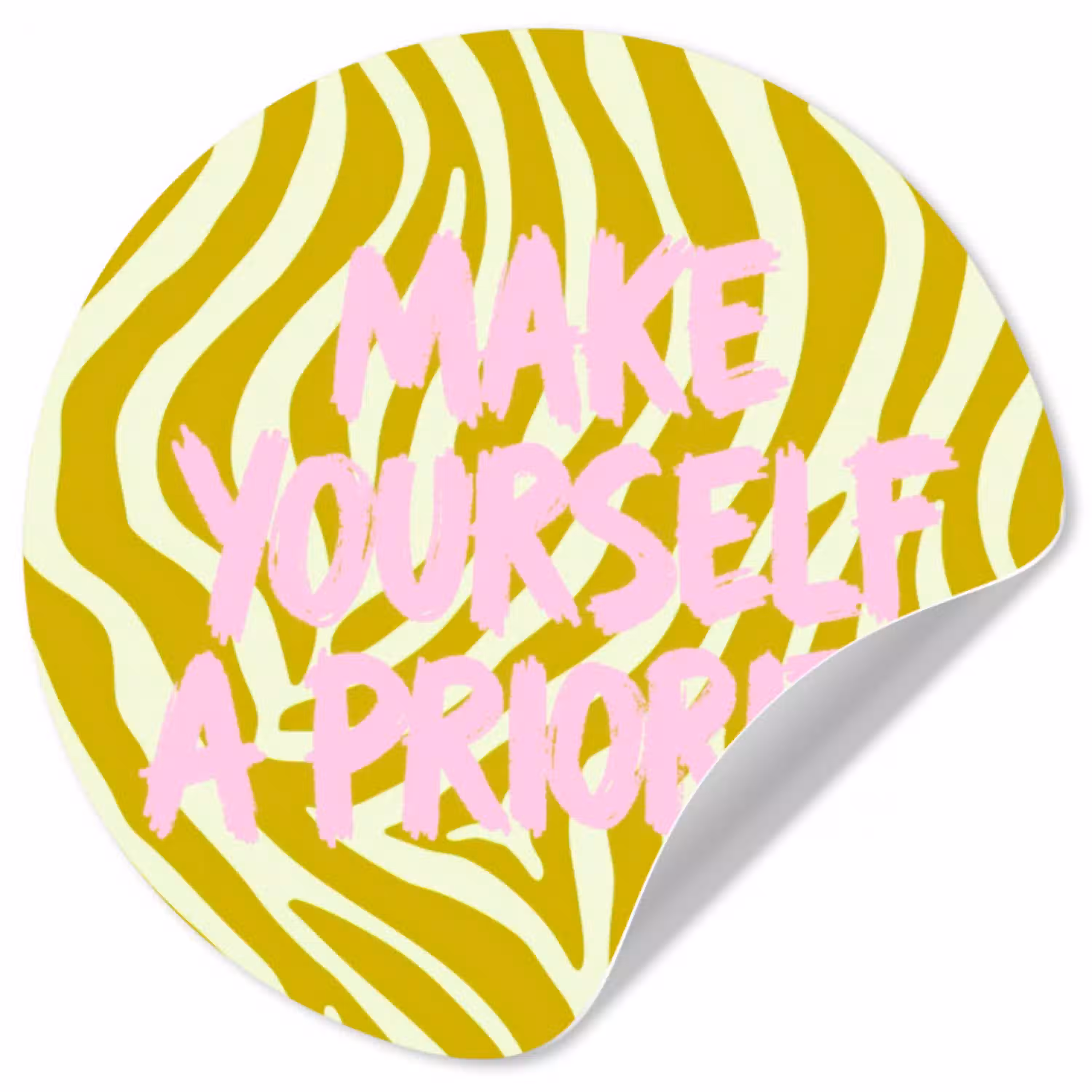 Zebraprint - Priority - Roze Wandcirkel behangsticker klein -3d
