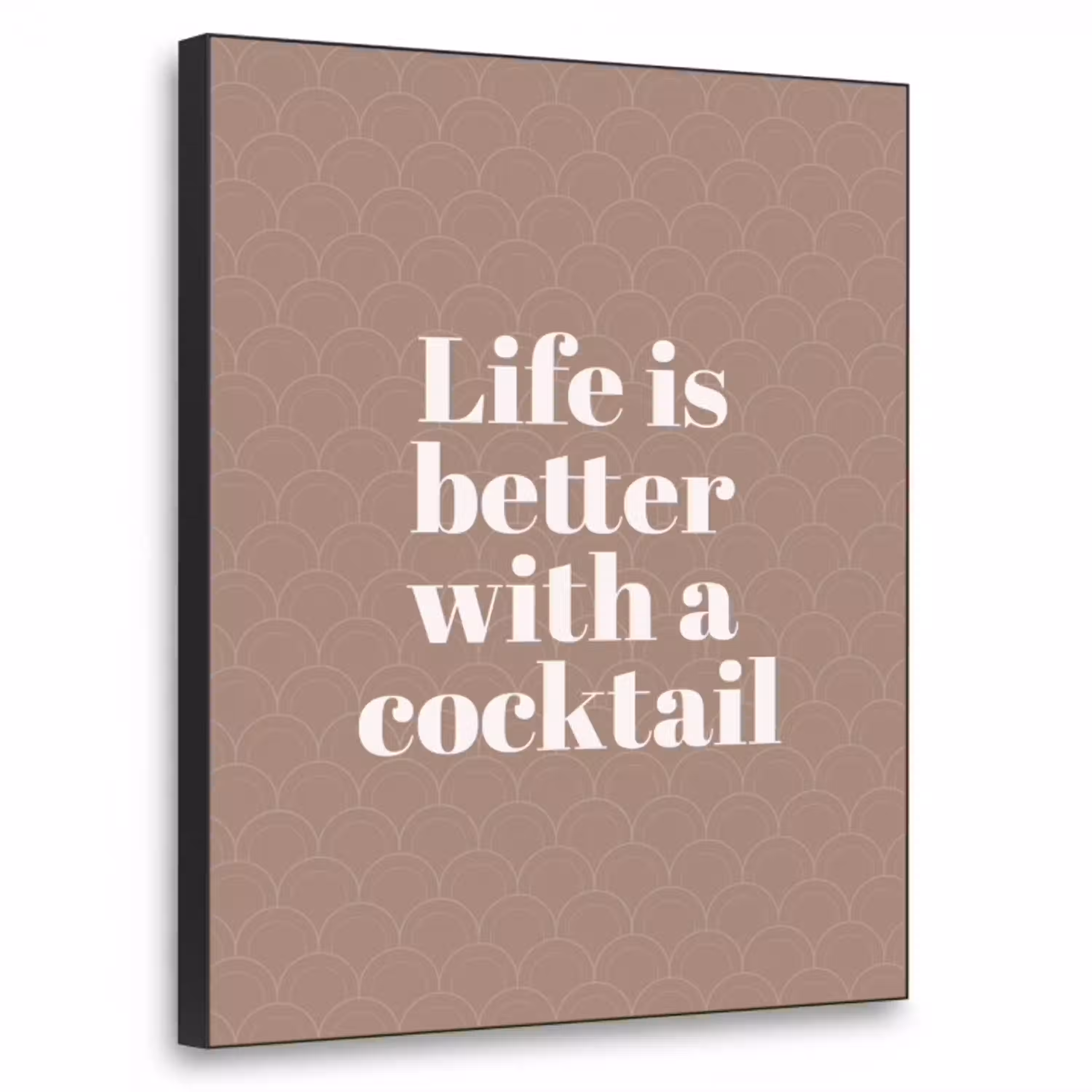 Cocktail - Tekst - Patroon - Wit Textielframe - compleet frame klein -3d