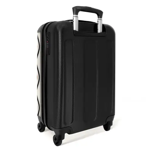 Golvende strepen in rood NBS - Handbagage koffer - Unisex middel -achterkant