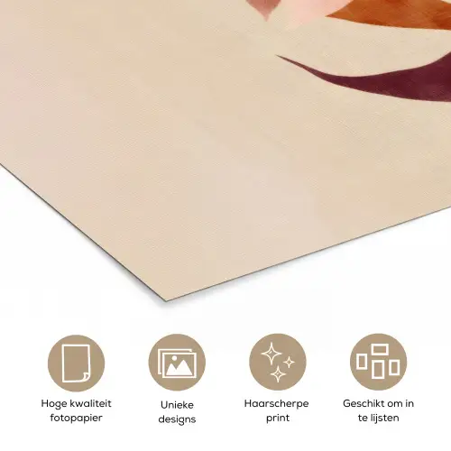Bloemen - Blaadjes - Minimalistisch - Roze poster papier klein -closeup_NL