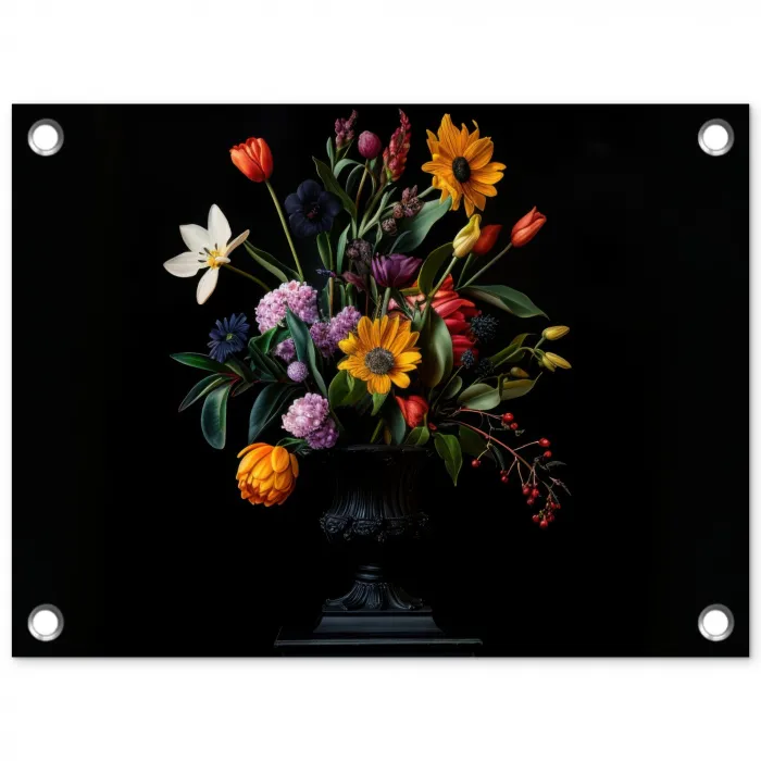 Zonnebloemen - Boeket - Kleurrijk tuinposter los doek klein -3d