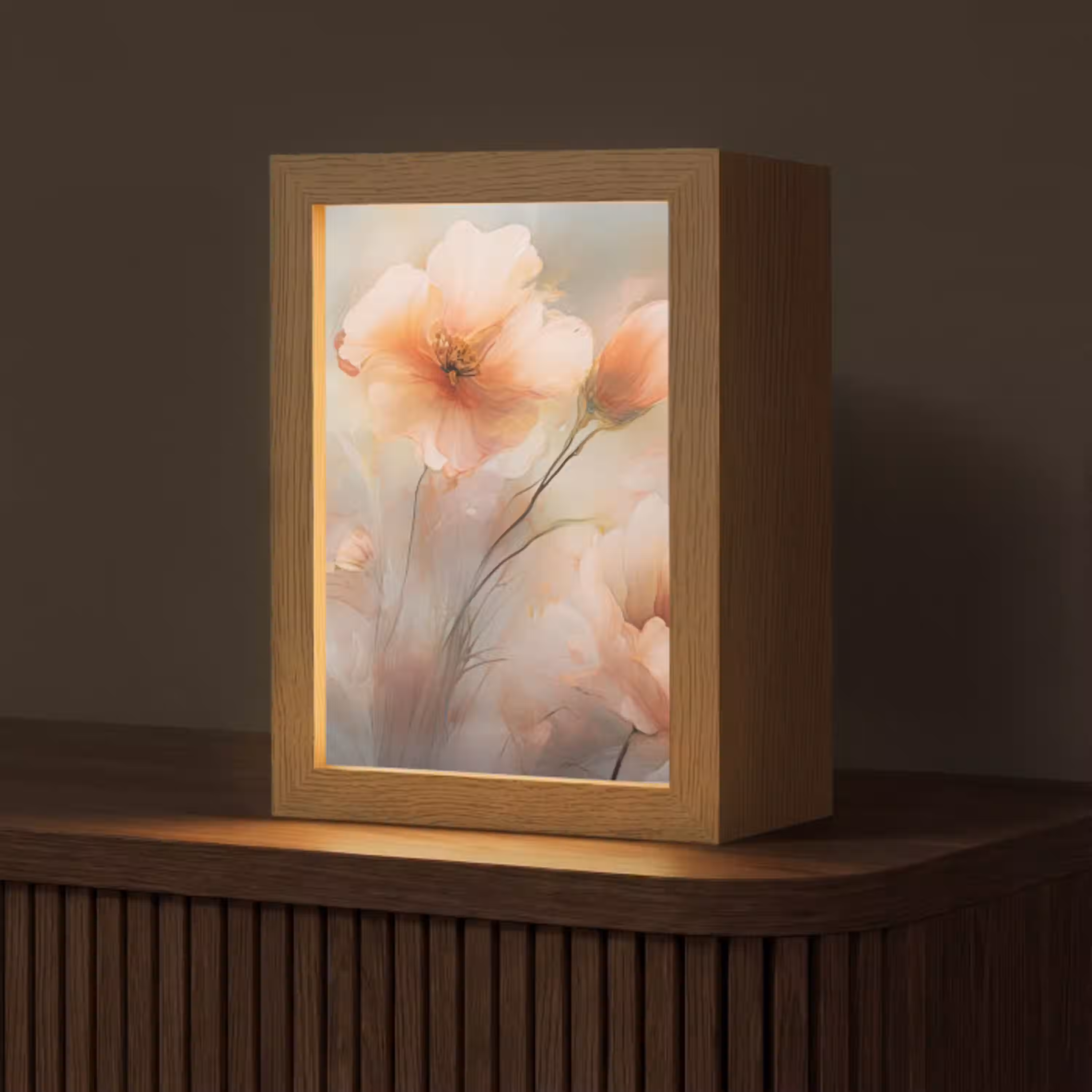 Bloemen - Pastel - Kunst - Klaprozen - Watercolor Light Box met kabel (Tafellamp) klein -z3d_website