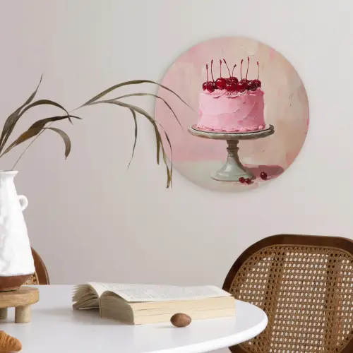 Taart - Pink - Cherry Wandcirkel plexiglas klein -sfeer4