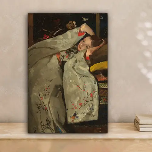 Meisje in witte kimono - Schilderij van George Hendrik Breitner canvas 2cm klein -sfeer1