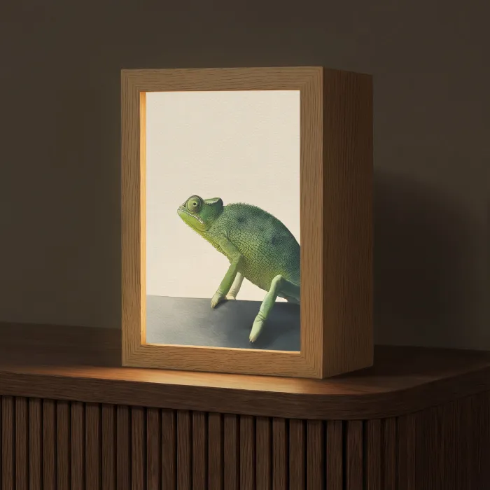 Kameleon - Groen - Minimalistisch Light Box met kabel (Tafellamp) klein -z3d_website
