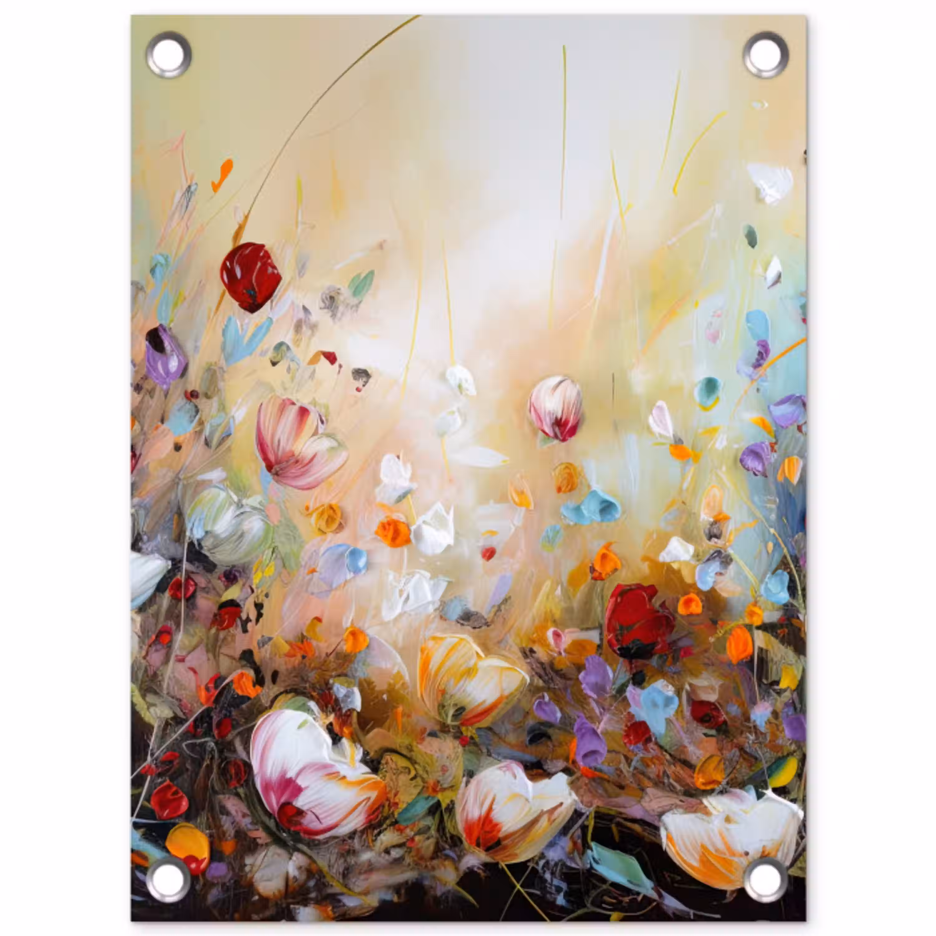Olieverf - Bloemen - Kleurrijk - Natuur tuinposter los doek klein -3d