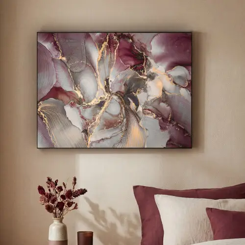 Goud - Marmer - Paars Textielframe zwart klein -sfeer1