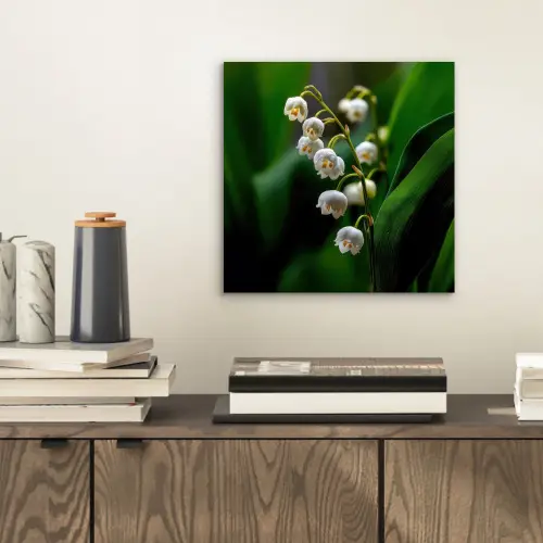 Bloemen - Wit - Bladeren - Lelietjes aluminium wit klein -sfeer1