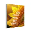 Zonnebloem - Close up - Geel - Quote aluminium wit klein -3d