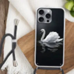 Zwaan - Water - Natuur - Realistisch - Wit Hoesje iPhone 16 Pro Max met koord klein -sfeer4